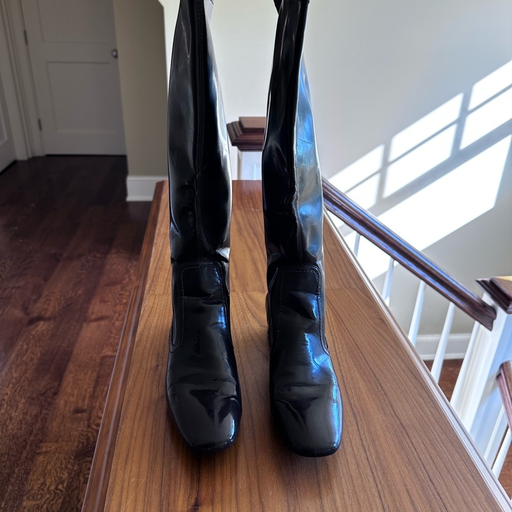 Franco Sarto Brown Faux Patent Leather Boots